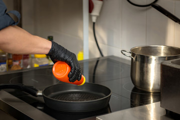 chef making a meat burger