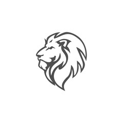 Angry Lion Head Black and White Logo, Sign, Vector Design
