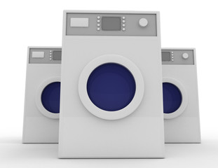 3d washing mashines concept . 3d rendered illustration