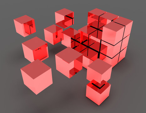 abstract cubes concept. 3d rendered illustration