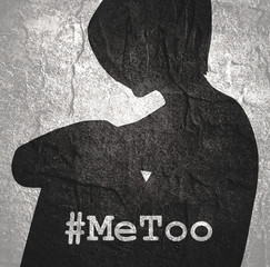 Me too hashtag. Social movement concerning sexual assault and harassment. Woman silhouette