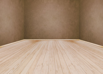 Brown cement wall with Wooden floor