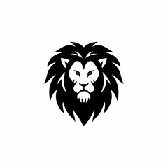 Angry Lion Head Black and White Logo, Sign, Vector Design