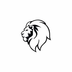 Angry Lion Head Black and White Logo, Sign, Vector Design