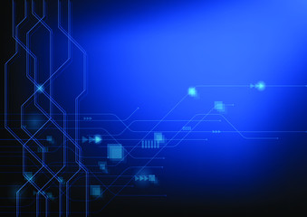 Abstract blue technology background with circuit board system , Vector illustration