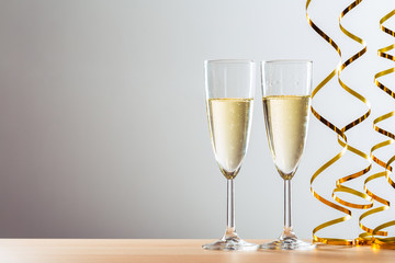 New years eve celebration background with champagne