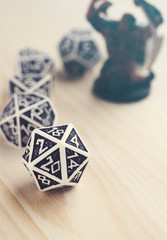 Dices for rpg, dnd, board of tabletop games. D20, D6