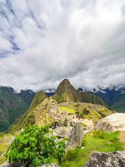 Clouds covering the mountains around Machu Picchu