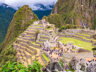 Clouds covering the mountains around Machu Picchu