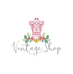 Mannequin Stitching Kniting Elegant Retro Modern Simple Circle Logo Flat Vector Design
