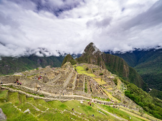 Clouds covering the mountains around Machu Picchu