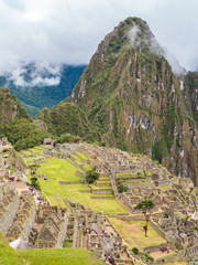 Clouds covering the mountains around Machu Picchu