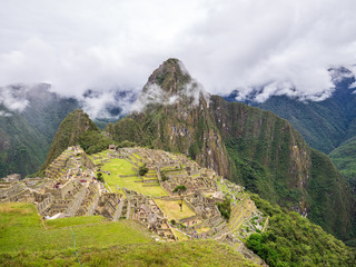 Clouds covering the mountains around Machu Picchu