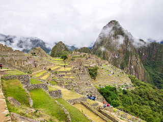 Clouds covering the mountains around Machu Picchu