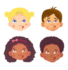 faces of girls and boys character set