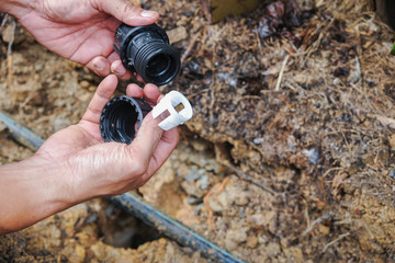 Leaked poly pipes are being repaired