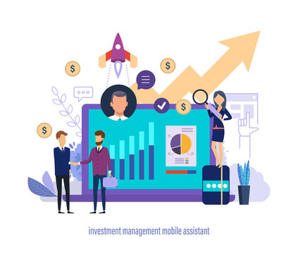 Investment management mobile assistant. Virtual business sales and investment assistant.