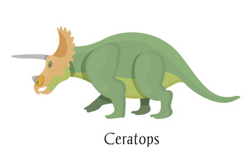 Ancient prehistoric animal dinosaur. Big wild ground predatory animal Ceratops.