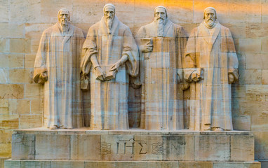 Wall of the reformators in the swiss city Geneva - obrazy, fototapety, plakaty