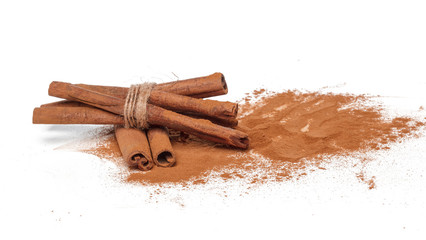 Cinnamon sticks isolated on white background