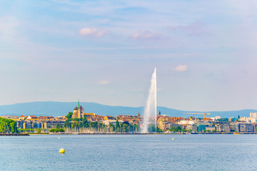 Jet d'eau fountain in the swiss city Geneva