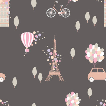 Paris. Vector  seamless pattern