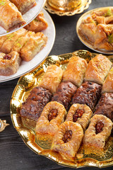 Baklava, Turkish dessert made of thin pastry, nuts and honey