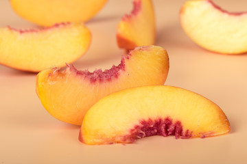 Ripe peach fruit slice