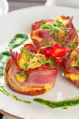 Bacon wrapped turkey or chicken and apple