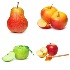 Collage of photos for Jewish New Year Holiday Rosh Hashana isolated on white background