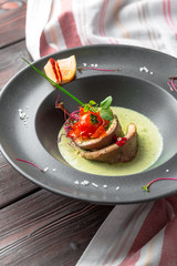 Fish Fillet with fried vegetables garnish and chutney