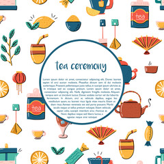 Vector cartoon tea ceremony background