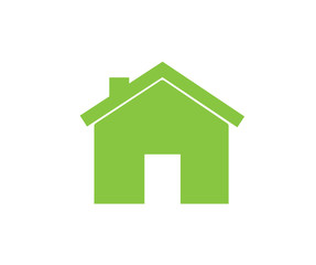 House icon, home symbol, flat design template, eco green vector illustration