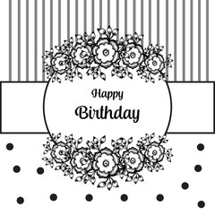 Happy Birthday greeting card with floral vector art