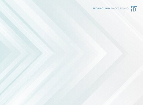 Abstract Geometric White Arrows Overlapping Background And Hexagons Pattern Texture Technology Futuristic Concept.