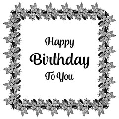 Happy birthday greeting card with flower vector illustration