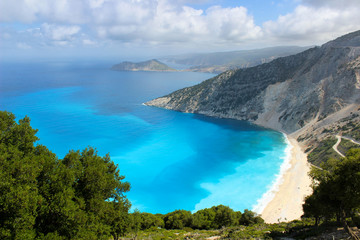 Beautiful Myrtos Beach with transparent sea in Kefalonia