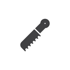 Bread knife vector icon. filled flat sign for mobile concept and web design. Kitchen knife simple solid icon. Symbol, logo illustration. Pixel perfect vector graphics