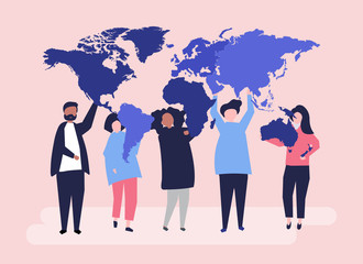 Character illustration of diverse people and the world