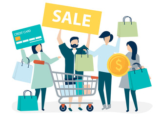 People shopping with a credit card