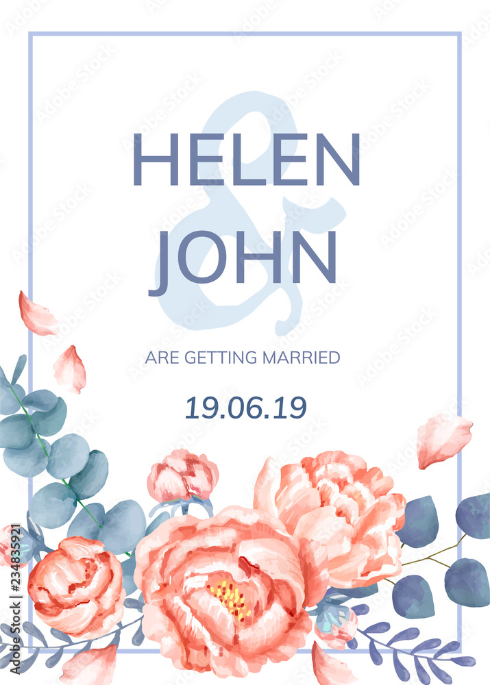 Sticker A floral themed wedding card