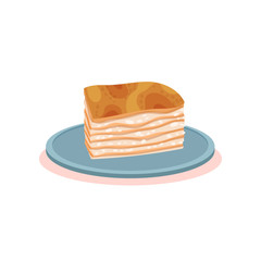Puff milk pastry cake with cream, Bulgarian cuisine national food dish vector Illustration on a white background