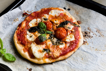 Homemade pizza food photography recipe idea