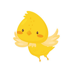 Cute chicken flapping wings, funny bird cartoon character vector Illustration on a white background