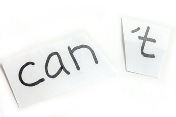 Concept of self belief, motivation an positive attitude. Can ,wrote on white torn paper.