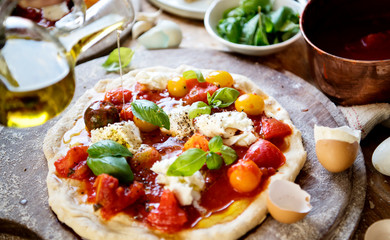 Homemade pizza food photography recipe idea