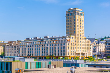 Aerial view of the Bel-air tower in Lausanne, Switzerland
