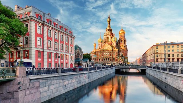 Time lapse of - St. Petersburg - Church of the Saviour on Spilled Blood, Russia, 4K