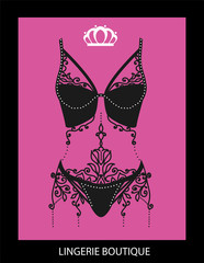 Lingerie luxury style vector tag background. Stylish design for underwear shop.