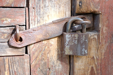 padlock on old door